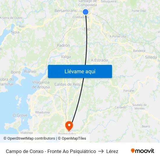 Campo de Conxo - Fronte Ao Psiquiátrico to Lérez map