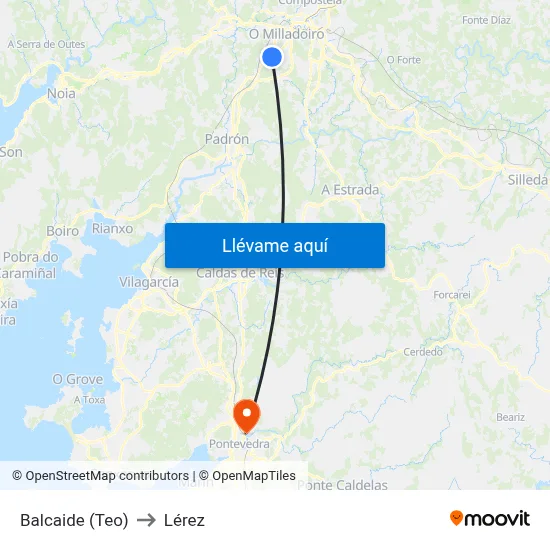 Balcaide (Teo) to Lérez map
