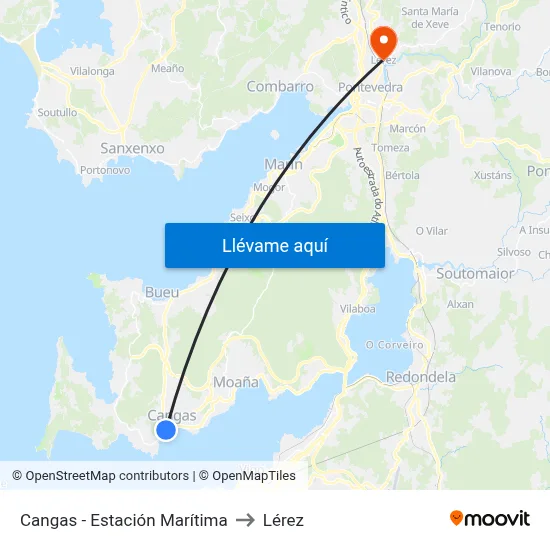 Cangas - Estación Marítima to Lérez map