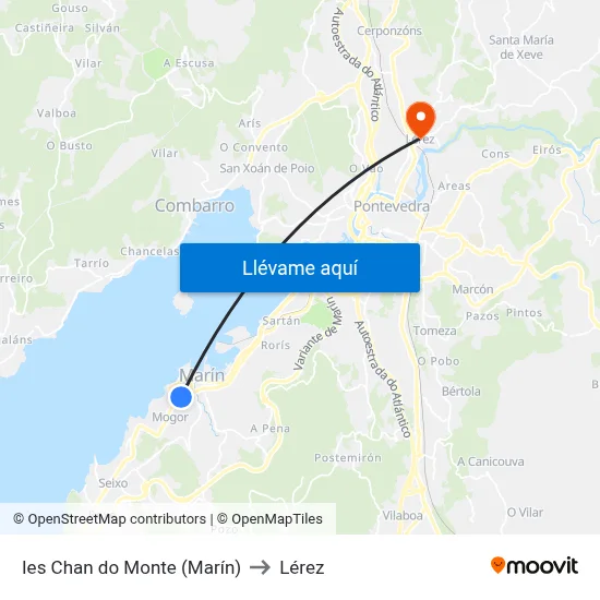 Ies Chan do Monte (Marín) to Lérez map