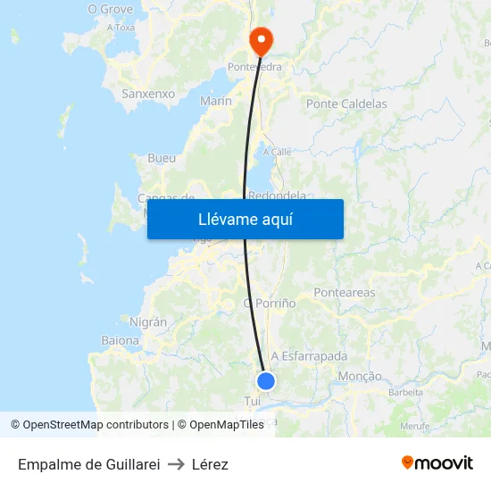 Empalme de Guillarei to Lérez map