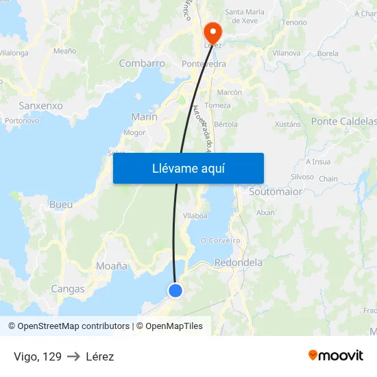 Vigo, 129 to Lérez map