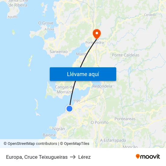 Europa, Cruce Teixugueiras to Lérez map