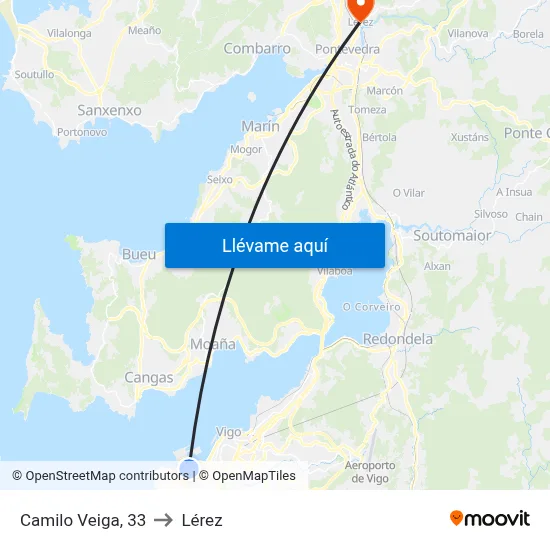 Camilo Veiga, 33 to Lérez map