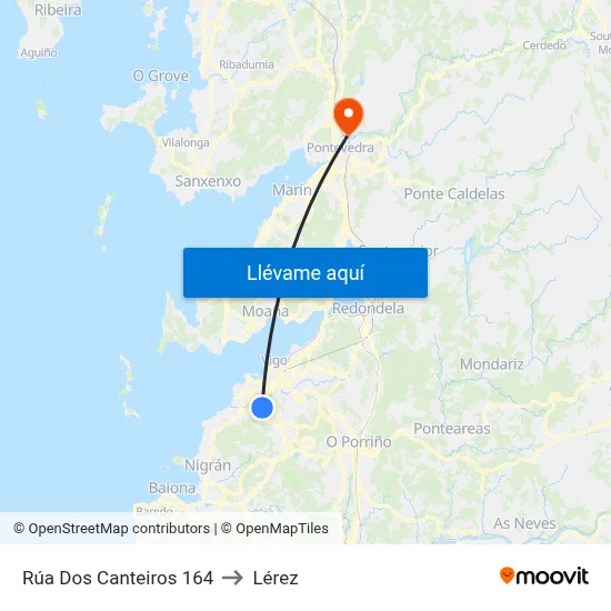Rúa Dos Canteiros 164 to Lérez map
