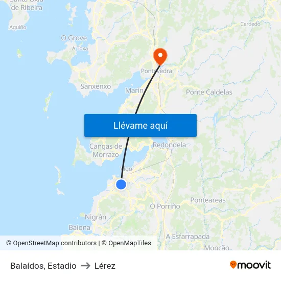 Balaídos, Estadio to Lérez map