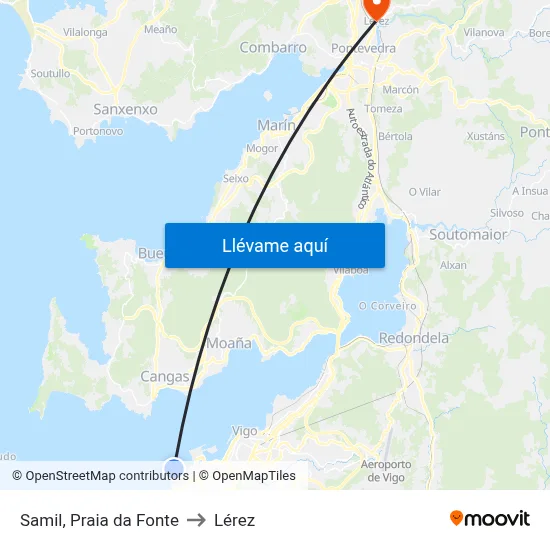 Samil, Praia da Fonte to Lérez map