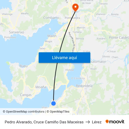 Pedro Alvarado, Cruce Camiño Das Maceiras to Lérez map