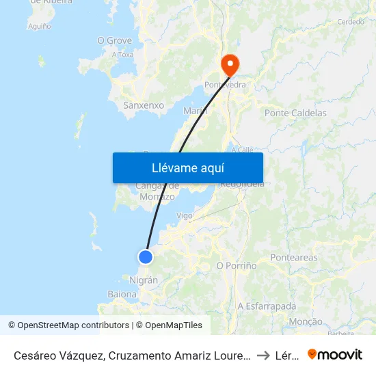 Cesáreo Vázquez, Cruzamento Amariz Lourenzo to Lérez map