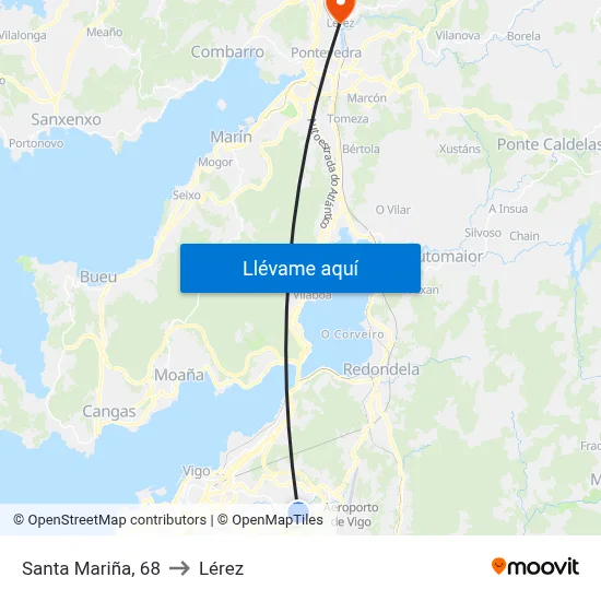 Santa Mariña, 68 to Lérez map