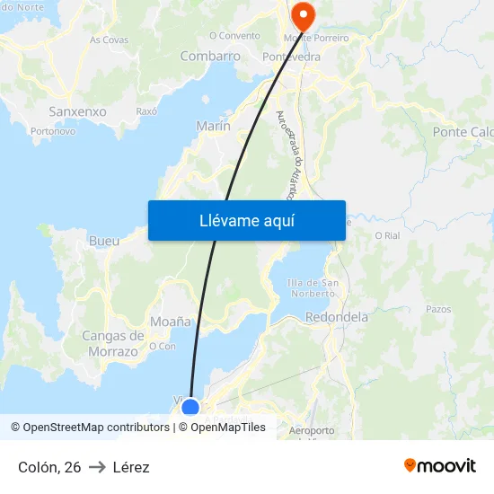 Colón, 26 to Lérez map
