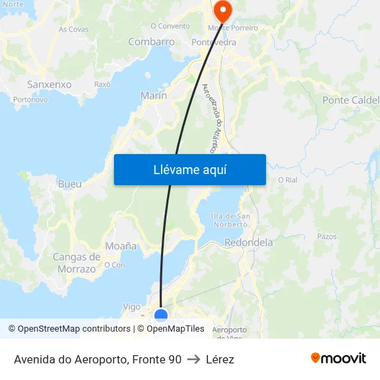 Avenida do Aeroporto, Fronte 90 to Lérez map
