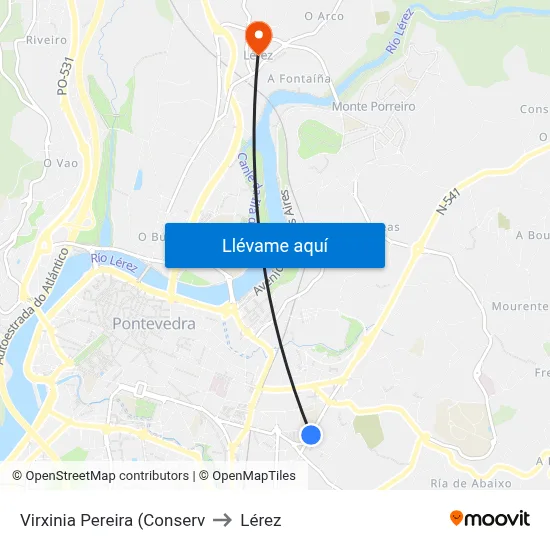 Virxinia Pereira (Conserv to Lérez map