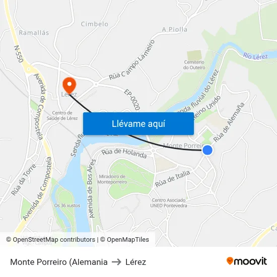 Monte Porreiro (Alemania to Lérez map