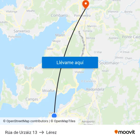 Rúa de Urzáiz 13 to Lérez map