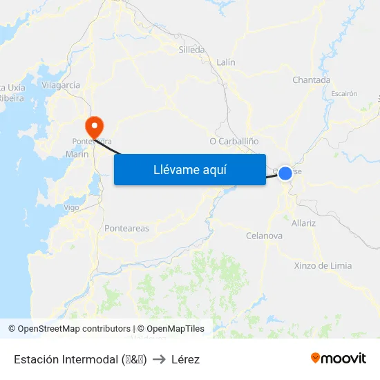 Estación Intermodal (🚌&🚆) to Lérez map