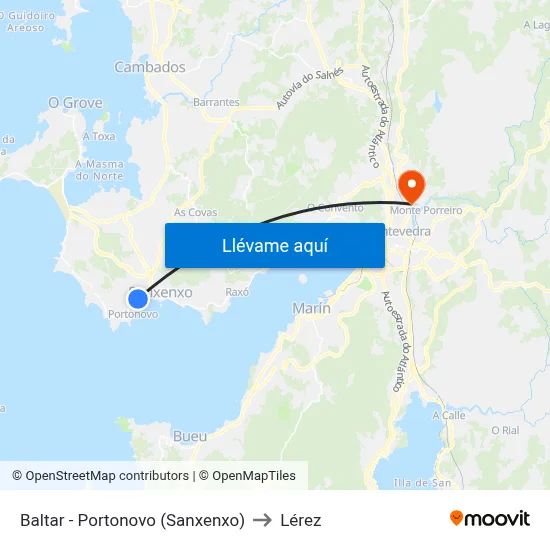 Baltar - Portonovo (Sanxenxo) to Lérez map