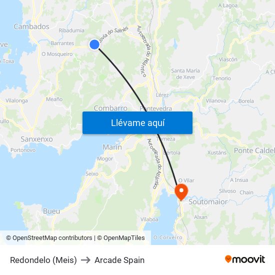 Redondelo (Meis) to Arcade Spain map