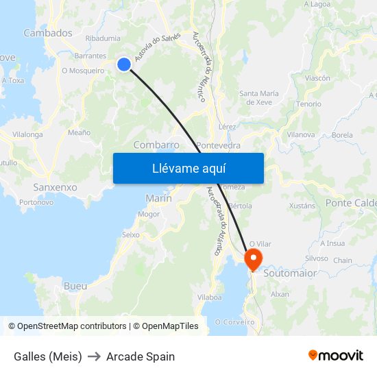 Galles (Meis) to Arcade Spain map