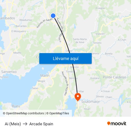 Ai (Meis) to Arcade Spain map