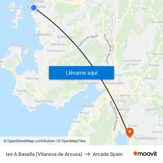 Ies A Basella (Vilanova de Arousa) to Arcade Spain map