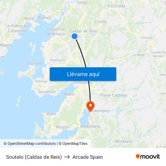 Soutelo (Caldas de Reis) to Arcade Spain map