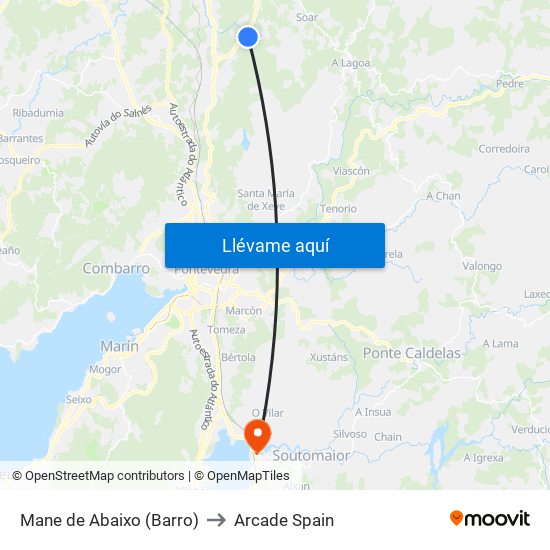 Mane de Abaixo (Barro) to Arcade Spain map