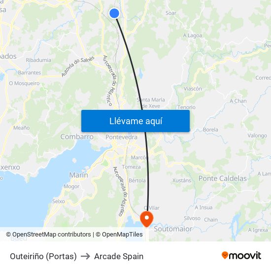 Outeiriño (Portas) to Arcade Spain map
