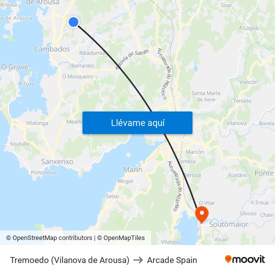 Tremoedo (Vilanova de Arousa) to Arcade Spain map