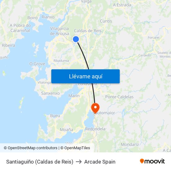 Santiaguiño (Caldas de Reis) to Arcade Spain map