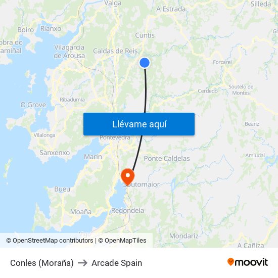Conles (Moraña) to Arcade Spain map