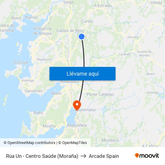 Rúa Un - Centro Saúde (Moraña) to Arcade Spain map