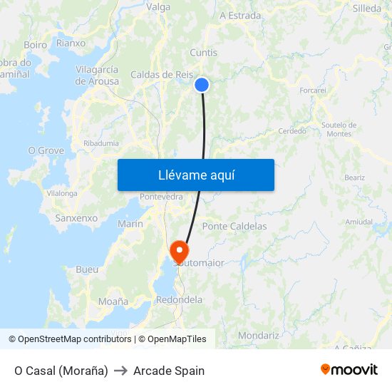 O Casal (Moraña) to Arcade Spain map