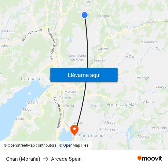 Chan (Moraña) to Arcade Spain map