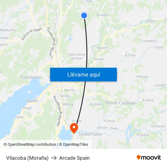 Vilacoba (Moraña) to Arcade Spain map