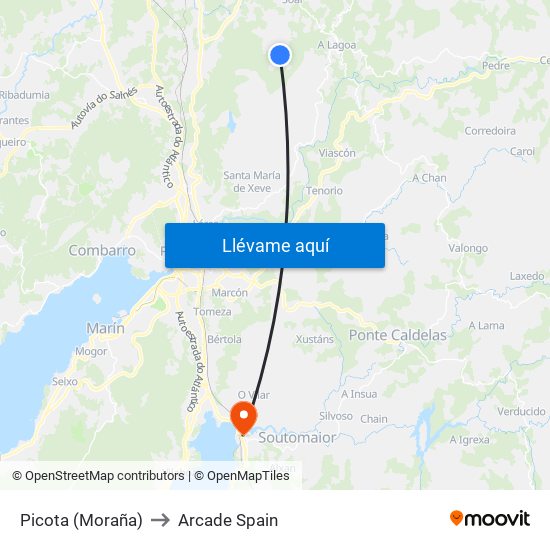Picota (Moraña) to Arcade Spain map
