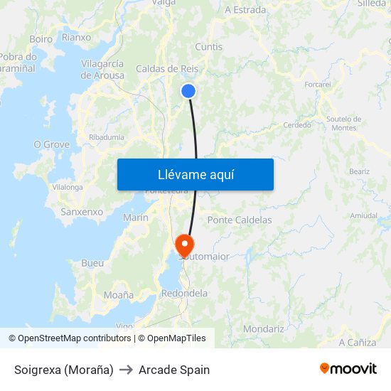 Soigrexa (Moraña) to Arcade Spain map