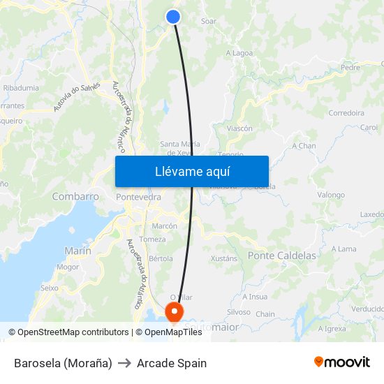 Barosela (Moraña) to Arcade Spain map