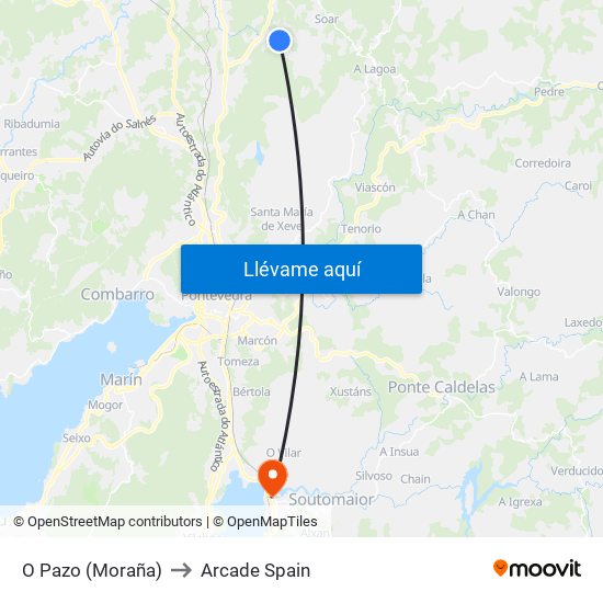O Pazo (Moraña) to Arcade Spain map