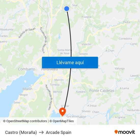 Castro (Moraña) to Arcade Spain map