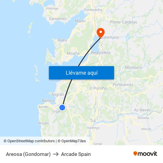 Areosa (Gondomar) to Arcade Spain map