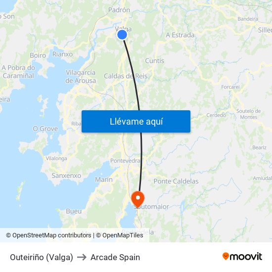 Outeiriño (Valga) to Arcade Spain map