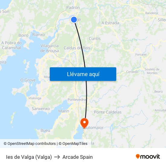 Ies de Valga (Valga) to Arcade Spain map