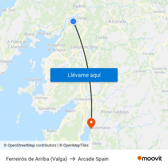 Ferreirós de Arriba (Valga) to Arcade Spain map
