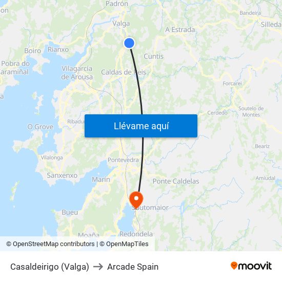 Casaldeirigo (Valga) to Arcade Spain map