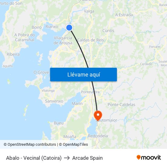 Abalo - Vecinal (Catoira) to Arcade Spain map