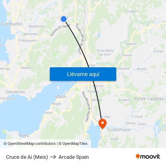 Cruce de Ai (Meis) to Arcade Spain map