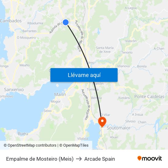 Empalme de Mosteiro (Meis) to Arcade Spain map
