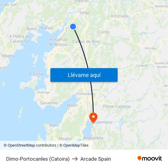 Dimo-Portocanles (Catoira) to Arcade Spain map