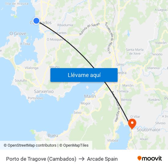 Porto de Tragove (Cambados) to Arcade Spain map